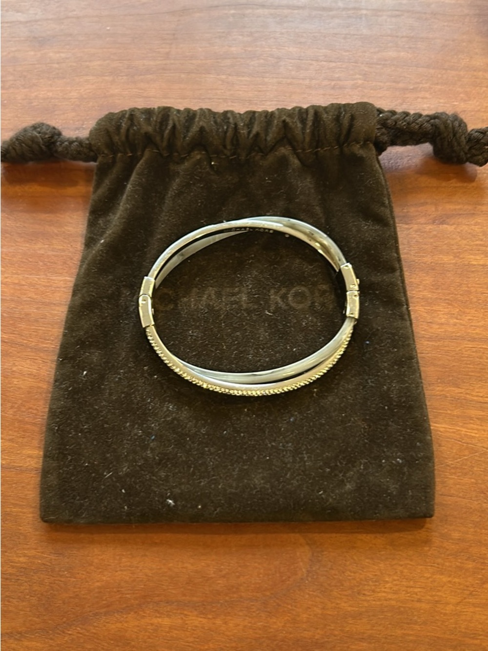 Michael Kors Two-Tone Hinged Bangle Bracelet with Pavé Accent